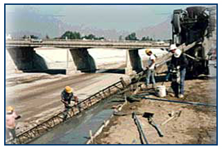 Photo 1 - concrete lining of river bank, Photo 2 - waterfowl on the SAR